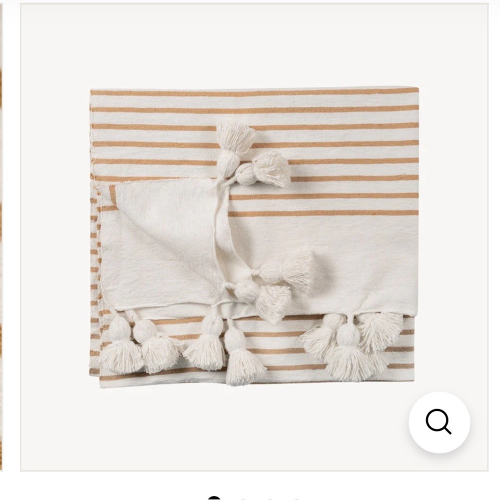 Pokoloko striped Moroccan pom pom throw blanket (2 available, price/item)